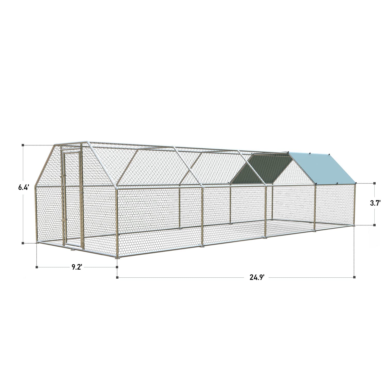 Large Metal Chicken Coop Run Walkin Poultry Cage Chicken Run House Pen