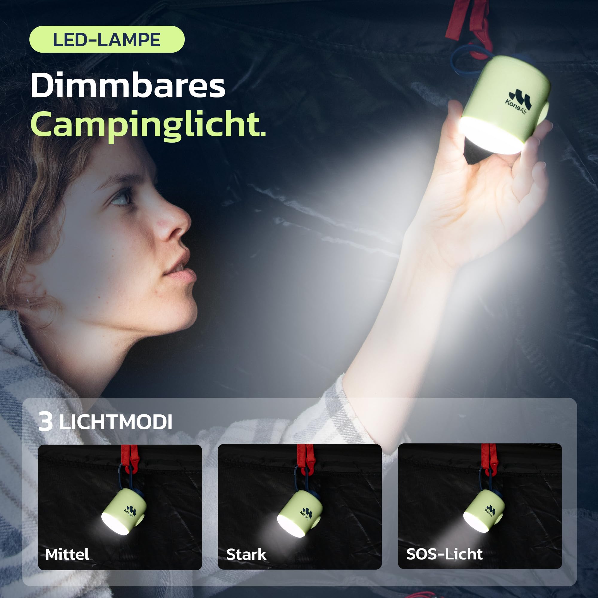 Woowind Kona Air Elektrische Luftbettpumpe, Kabellose Luftmatratzenpumpe für Schwimmreifen, Schwimmringe, Luftbetten, Luftsofas, Winzige Tragbare Ultra-Mini-Luftpumpe, Wiederaufladbarer Akku