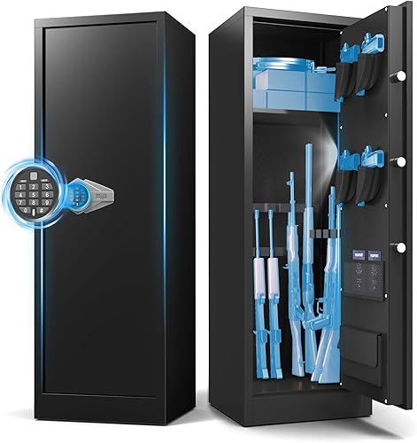 Marcree Caja fuerte para 8-10 armas, gabinete grande digital para rifles y escopetas, caja fuerte para rifles con estante desmontable, cajas fuertes