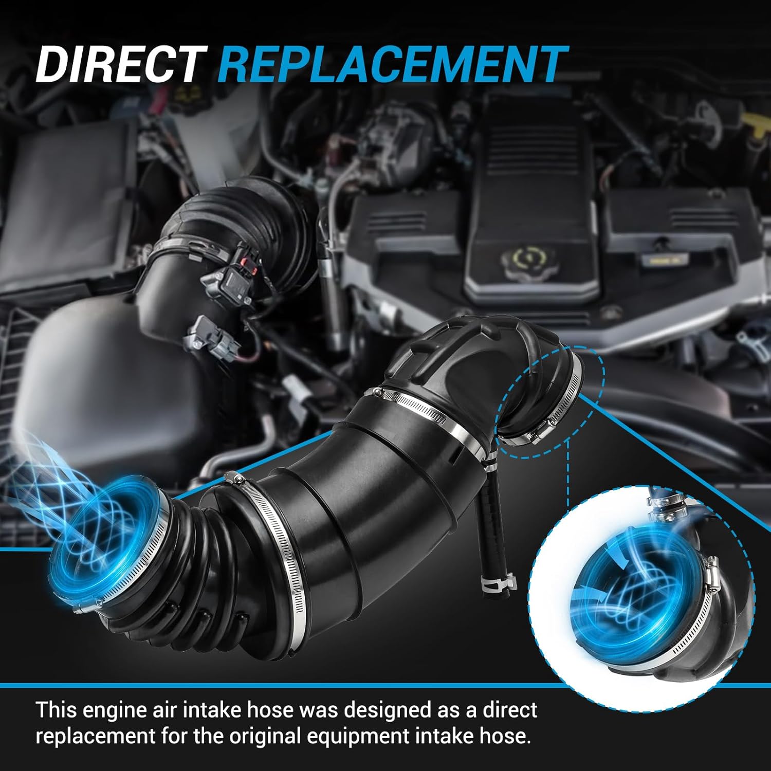 696-207 Engine Air Intake Hose Air Duct Assembly Compatible with Dodge Ram 2007-2018 2500 3500 4500 5500 6.7L Cummins Air Intake Resonator Lower Hose Tube Duct 53032944AL 53032944AC