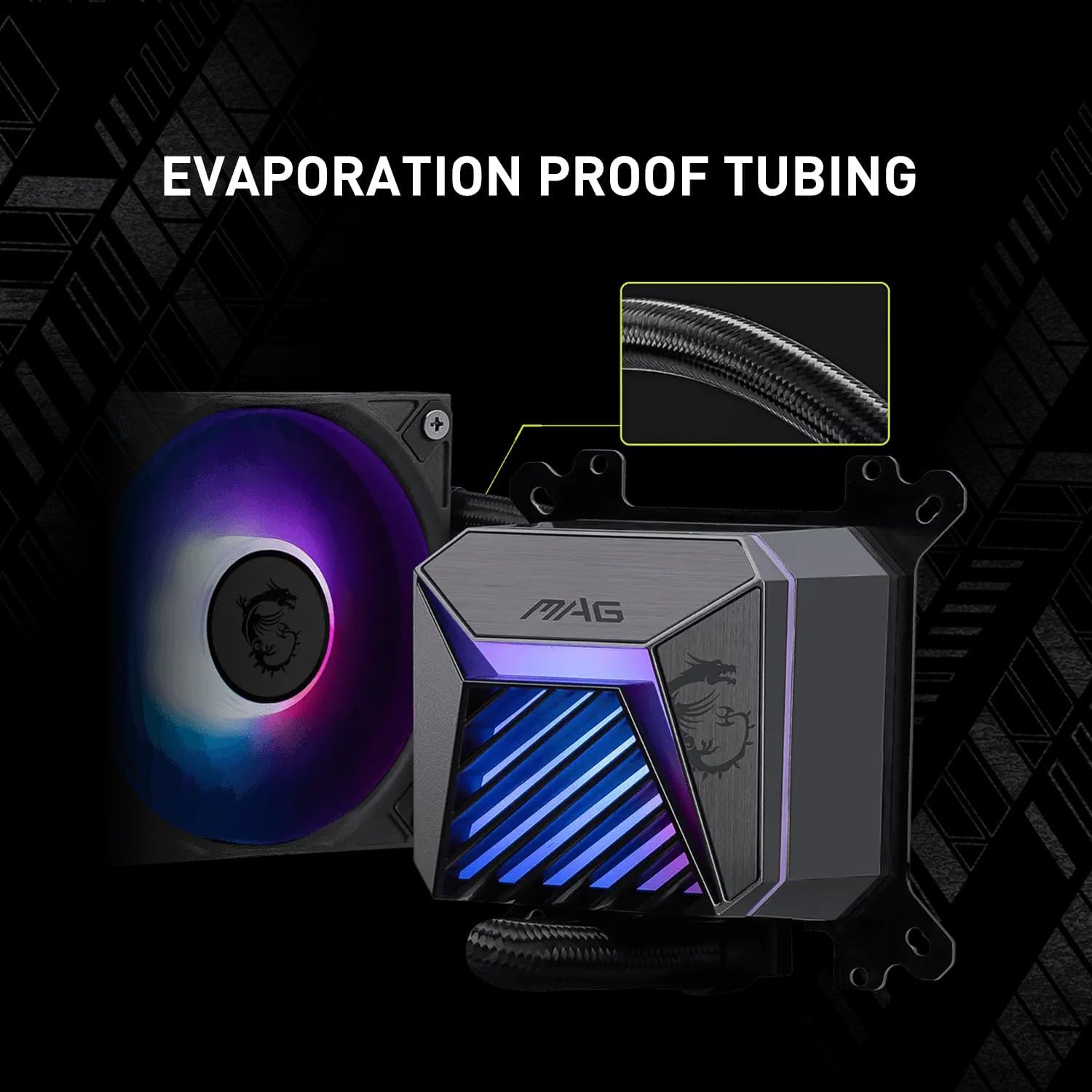 MSI MAG CORELIQUID A15 240 - AIO ARGB CPU Liquid Cooler - 240mm Radiator - AM5, LGA 1851 Ready - Dual 120mm ARGB PWM Fans, Black - Image 6