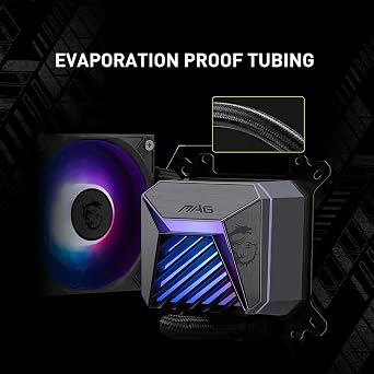 MSI MAG CORELIQUID A15 240 - AIO ARGB CPU Liquid Cooler - 240mm Radiator - LGA 1851 Ready - Dual 120mm ARGB PWM Fans, Black