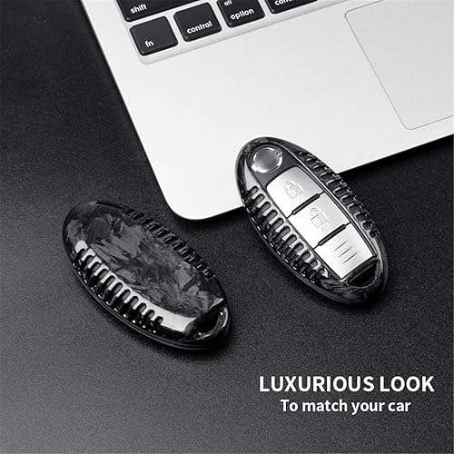 Miniatura 9 de M.JVisun Funda para llavero de fibra de carbono genuina para Nissan 370Z Altima Maxima Murano Armada GT-R Leaf Sentra Rogue Pathfinder Versa Smart