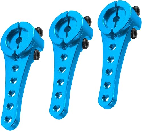 Miniatura 2 de Paquete de 3 servo de aluminio 25T servo brazo de dirección largo compatible con Futaba Savox Power HD Xcore 18 110 TRX4 SCX10 RC Crawler (azul)