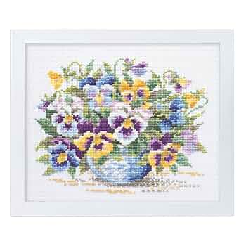 （ 美品 ）「  パンジー  」【  刺繍額 】刺繍画 Amazon | オリムパス製絲 クロスステッチ 刺しゅうキット