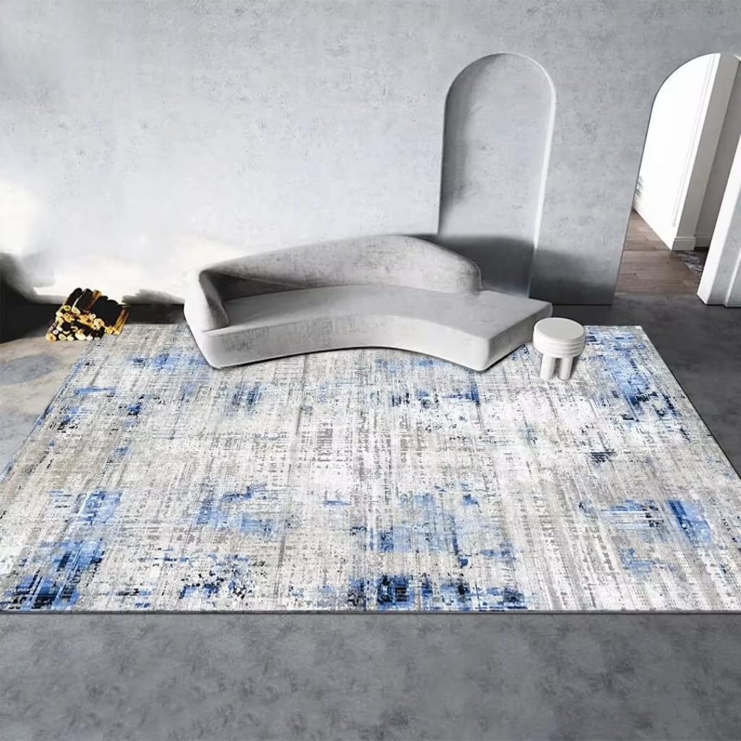 Tapis sans peluches abstrait pour salon moderne facile à laver