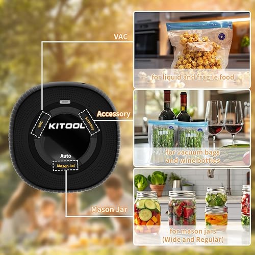 Miniatura 6 de Kit de sellado al vacío eléctrico de tarros Mason para tarros Mason de boca ancha y boca regular, máquina selladora de conservas al vacío para