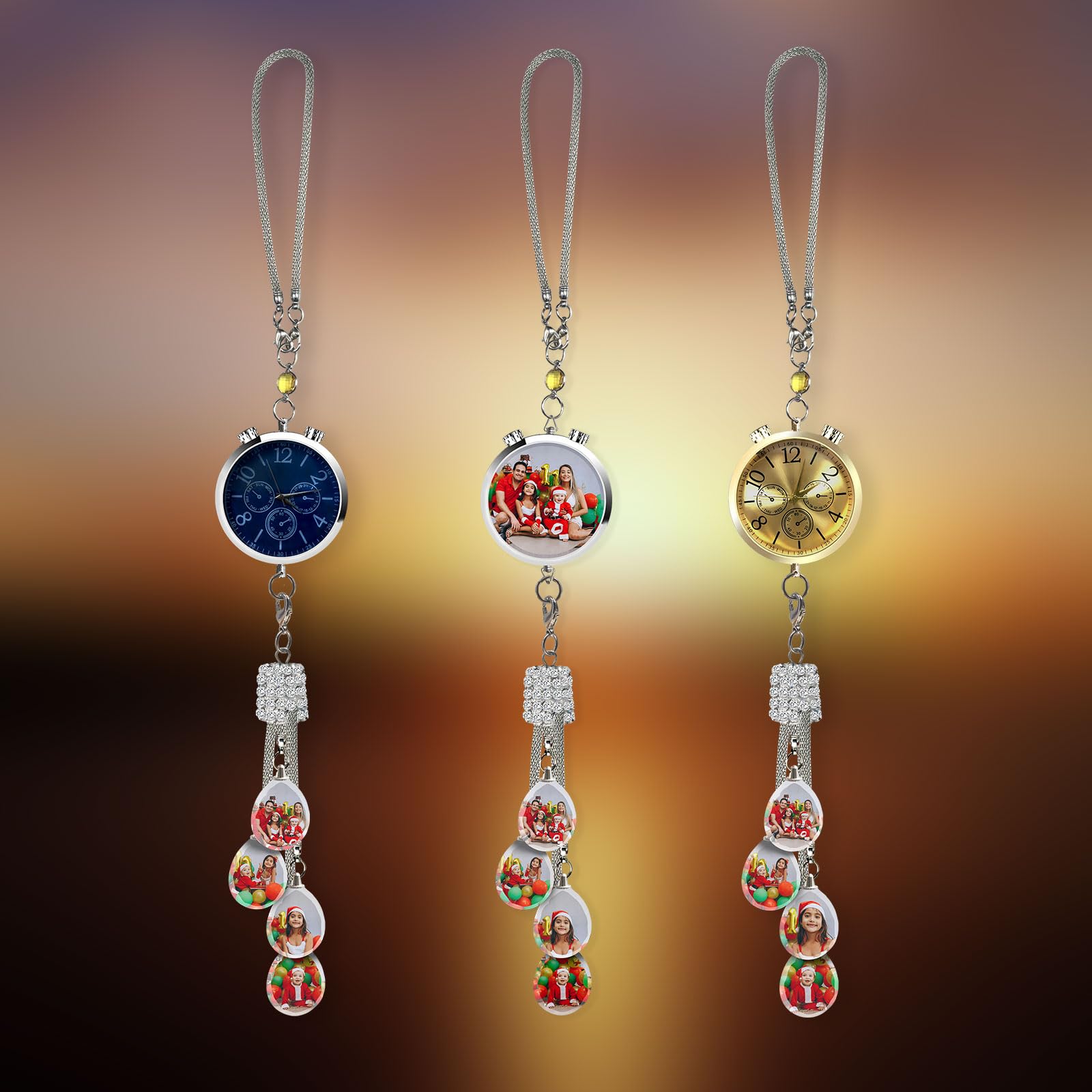 Ciondolo Personalizzato per Specchietto Retrovisore con Foto - Accessorio Auto con Portafoto in Cristallo - Regalo Commovente per Famiglia e Amici (Papà, Mamma, Coppia)