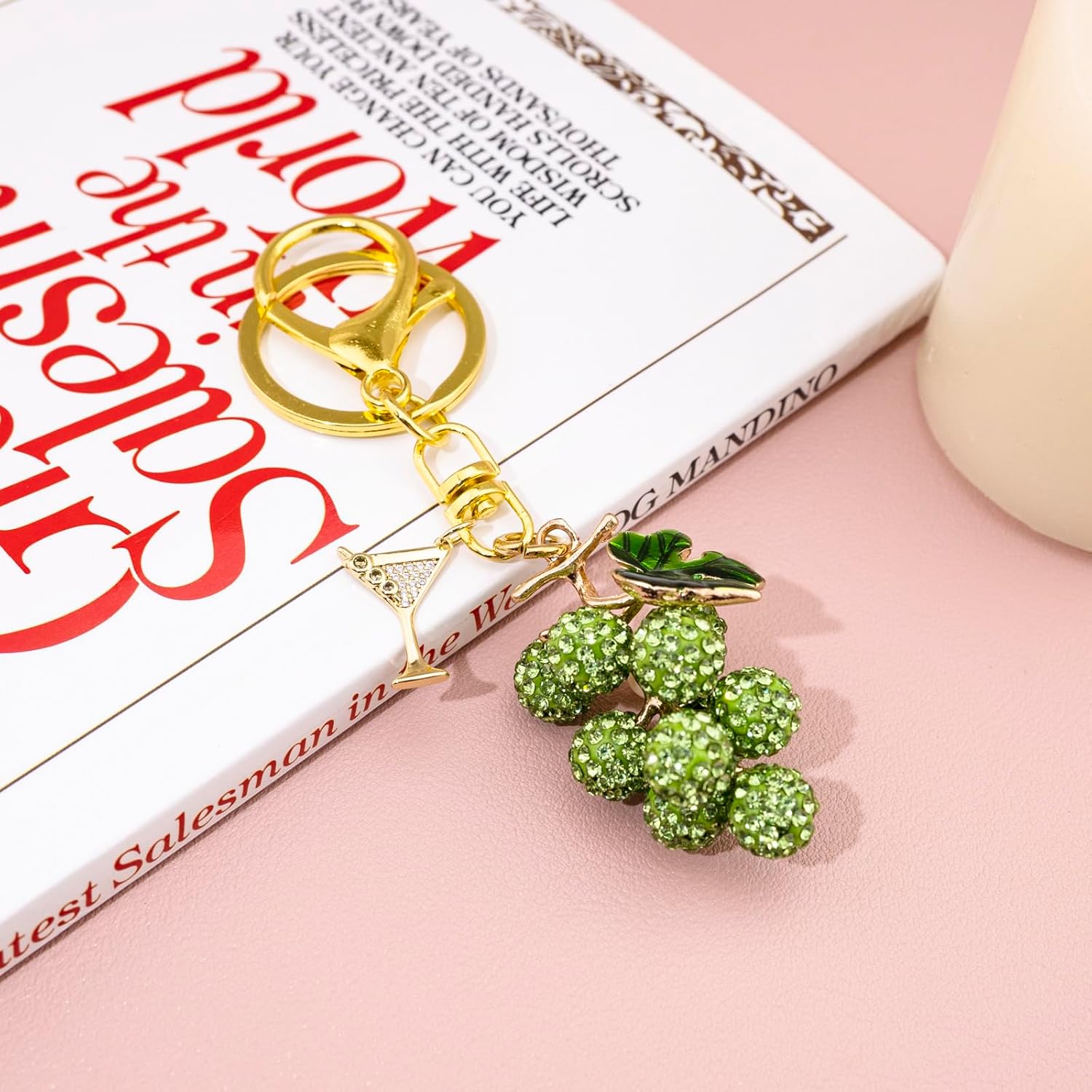 Bag Charms For Handbags Mental Cute Green Grape And Wine Cup Keychain Women's Keyrings Fruit Purse Charms Accessory Keyholder For Girl Men Boy - Image 7