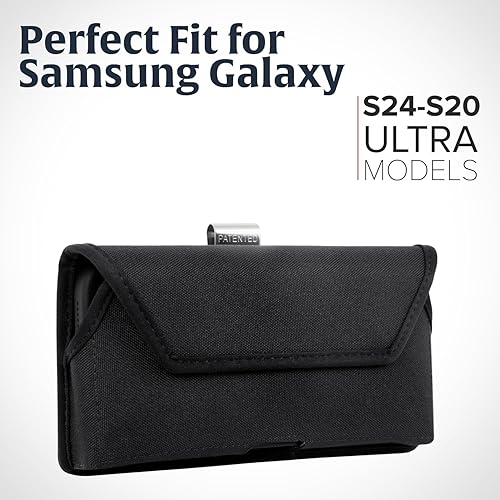 Miniatura 9 de Turtleback Funda para cinturón diseñada para Galaxy S24 S23 S22 S21 S20 Ultra Funda de cuero negro con clip giratorio para cinturón resistente,