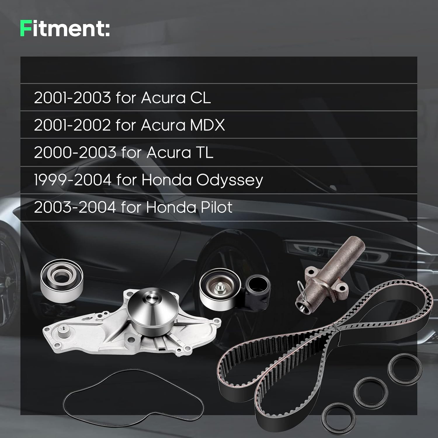 SCITOO for 2001 2002 2003 Acura CL/1999 2000 2001 2002 2003 2004 Honda Odyssey，Replaceable Timing belt kit including timing Belt water pump with gasket tensioner bearing etc