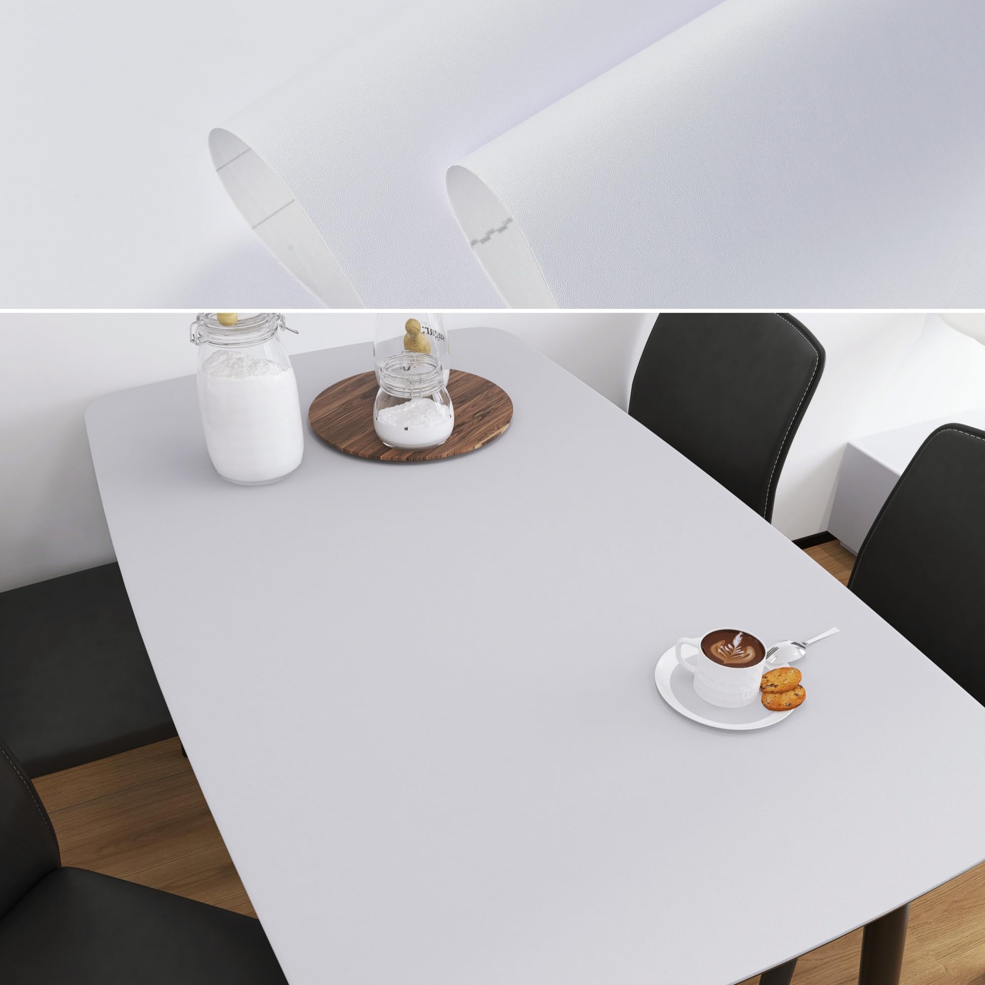 42cm×5m, White Vinyl Wrap for Furniture Stickers, White Vinyl Self Adhesive, Matt Finish Sticky Back Plastic Roll, Plastic Wrap for Furniture Makeover, Durable Contact Paper Self Adhesive Wallpaper — image 1