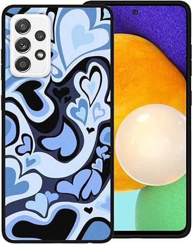 Funda de teléfono para Samsung Galaxy A52 5G4GA52s 5G, bonito diseño estético de corazón de amor azul y negro irregular a prueba de golpes,