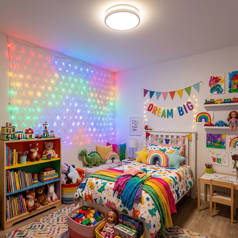 LightsGo Wodoodporne światło siatkowe, 320 diod LED, ciepła biel, 3 m x 2 m, łańcuch świetlny, dekoracja do wnętrz/na zewnątrz, Boże Narodzenie, wesele, przyjęcie (wielokolorowe)