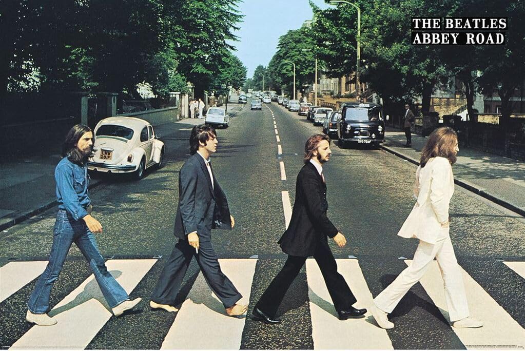 Grindstore The Beatles Abbey Road Maxi Poster - Black Wooden Framed - Framed Poster Print, Wall Decor/Art, Home Gift Idea, For Living Room, Bedroom, Home or Office Display