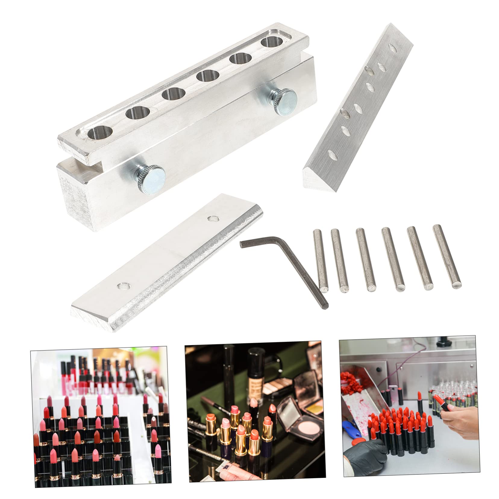 CALLARON Molde de Lápiz Labial DIY de Aleación de Aluminio 6 Agujeros, Pulido Fino y Fácil de Transportar para Fabricación Casera de Bálsamo Labial en Exteriores