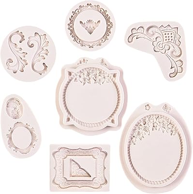 Silicone Frame Baroque Fondant Mold, 7Pcs Vintage Marvelous Chocolate Silicone mould for Cake Decorating, Cupcake Topper, Polymer Clay Resin molds at Christmas, Thanksgiving Day, Birthday Party