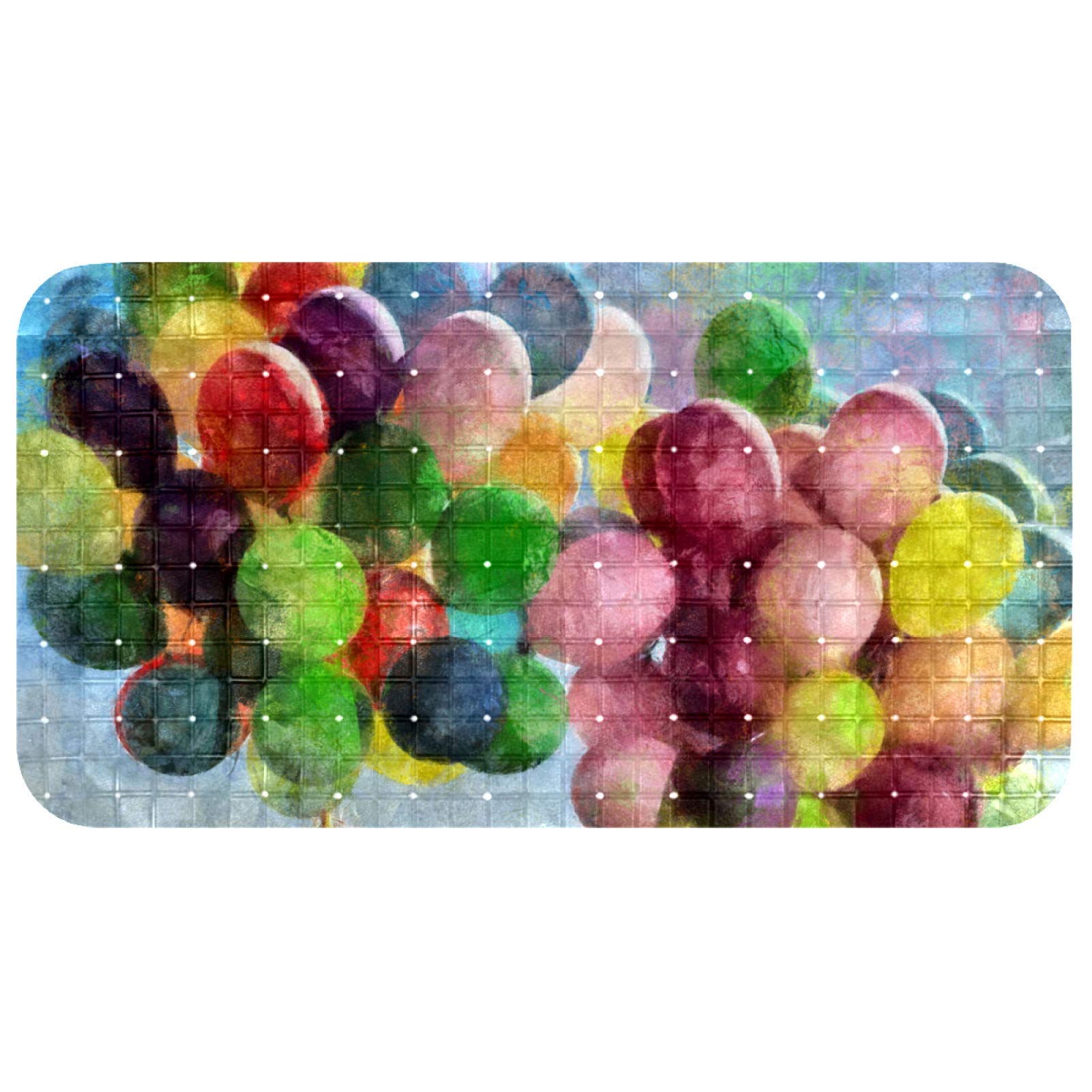 Tapis de salle de bain doux à motif ballons dessinés main pour une déco de douche ludique