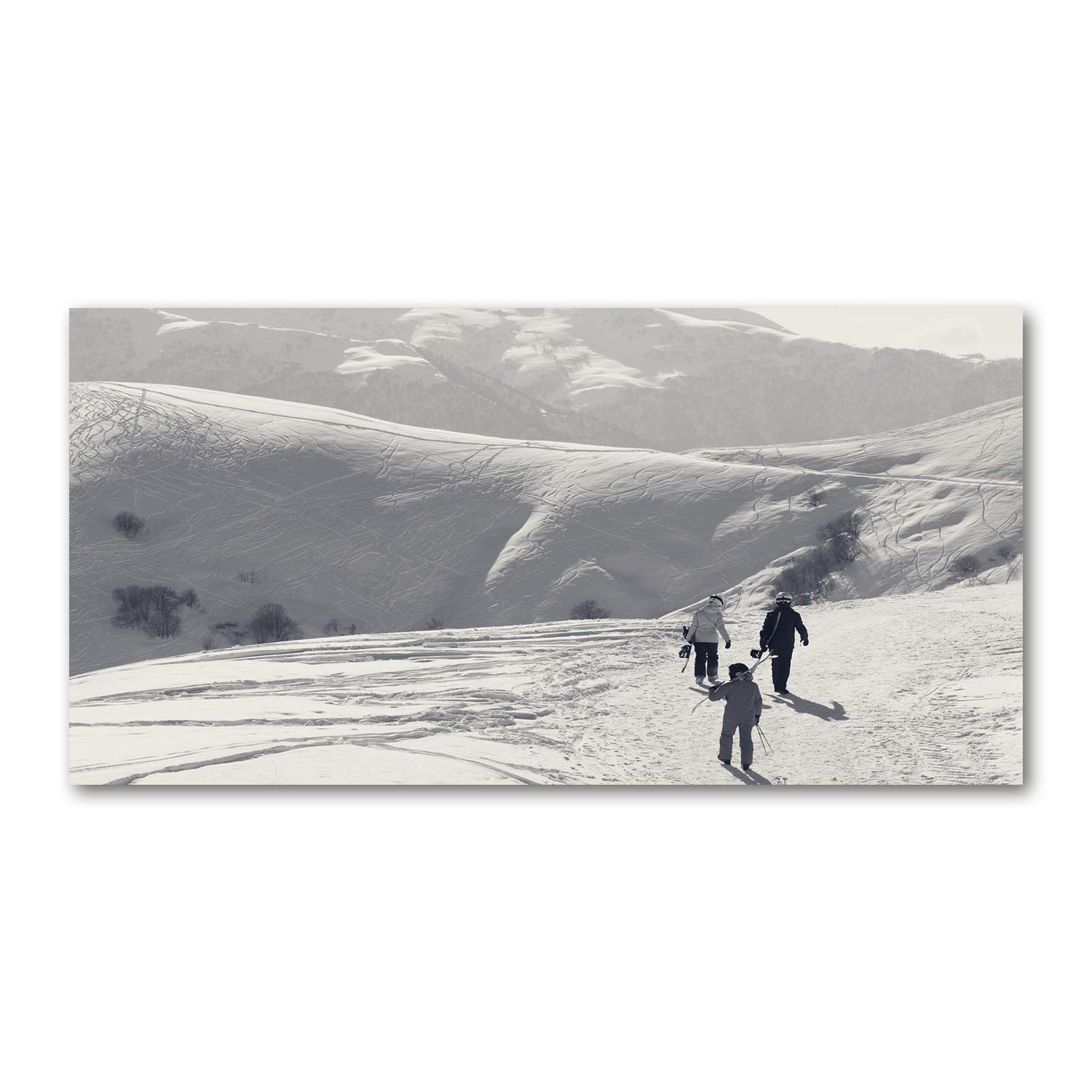 Image sur verre 120x60 cm tableau haut de gamme de skieurs blancs