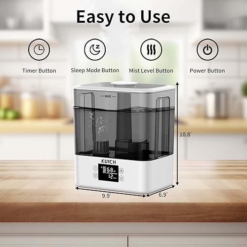 Miniatura 2 de Humidificadores para dormitorio, hogar y bebé humidificadores de aire de niebla fría de 6 litros para plantas, humidificador de aire de llenado