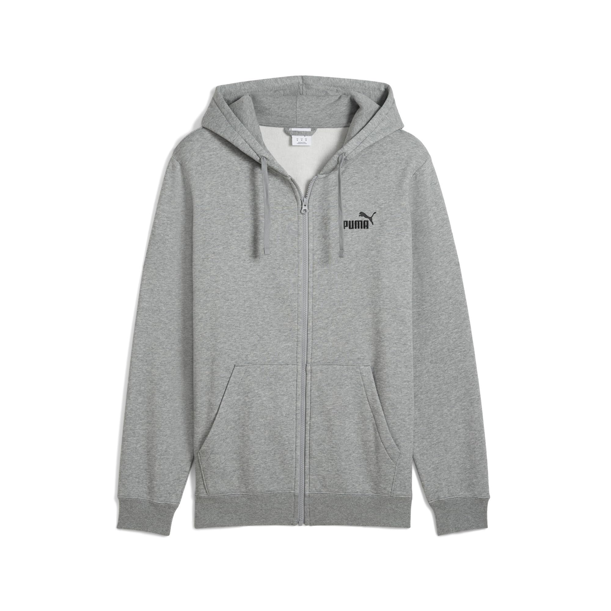 Puma Men's Medium Gray Heather Essentials No. 1 Logo Full-Zip Hoodie Grey Size Xl