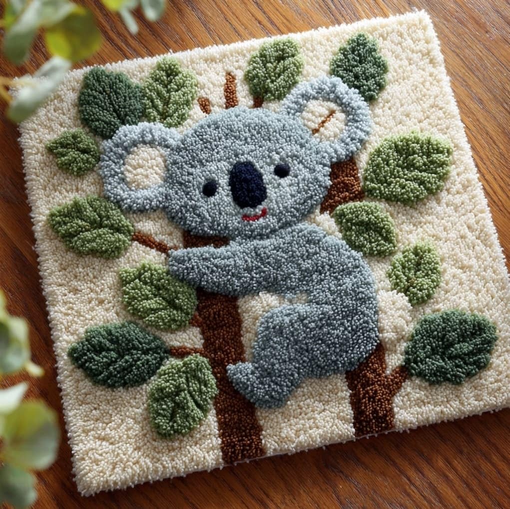 AxiangziK DIY Latch Hook Pillow Kit,Animal Koala