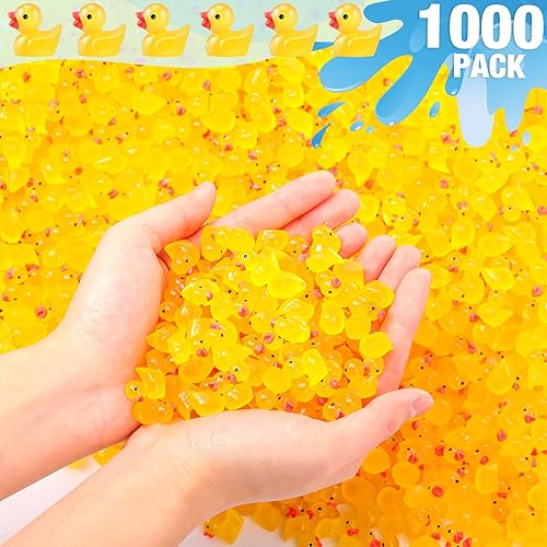 Miniatura 10 de Barydat 1000 piezas de mini pato de resina que brilla en la oscuridad, pequeño pato luminoso a granel para ocultar bromas, ideas de bricolaje,