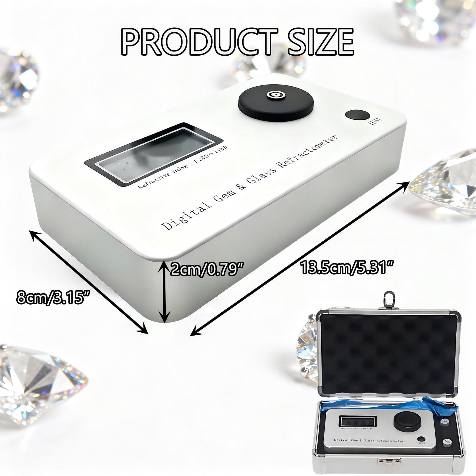Refractómetro de Gemas Profesional, Detector de Diamantes, Probador de Gemas, Error de medición: ±0,005, Precisión: 0,001, Índice de refracción: 1,300-3,000, Portátil