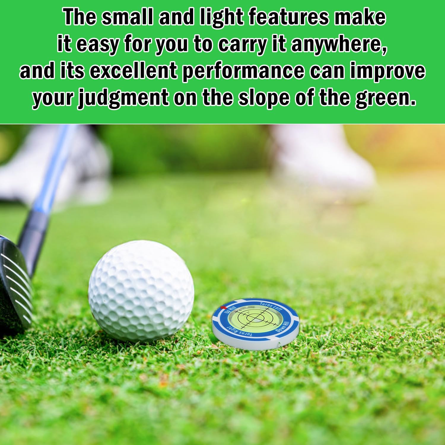 Golf Green Reader with Magnetic Hat Clip & Ball Marker - NQEUEPN Bubble Level for Indoor Outdoor