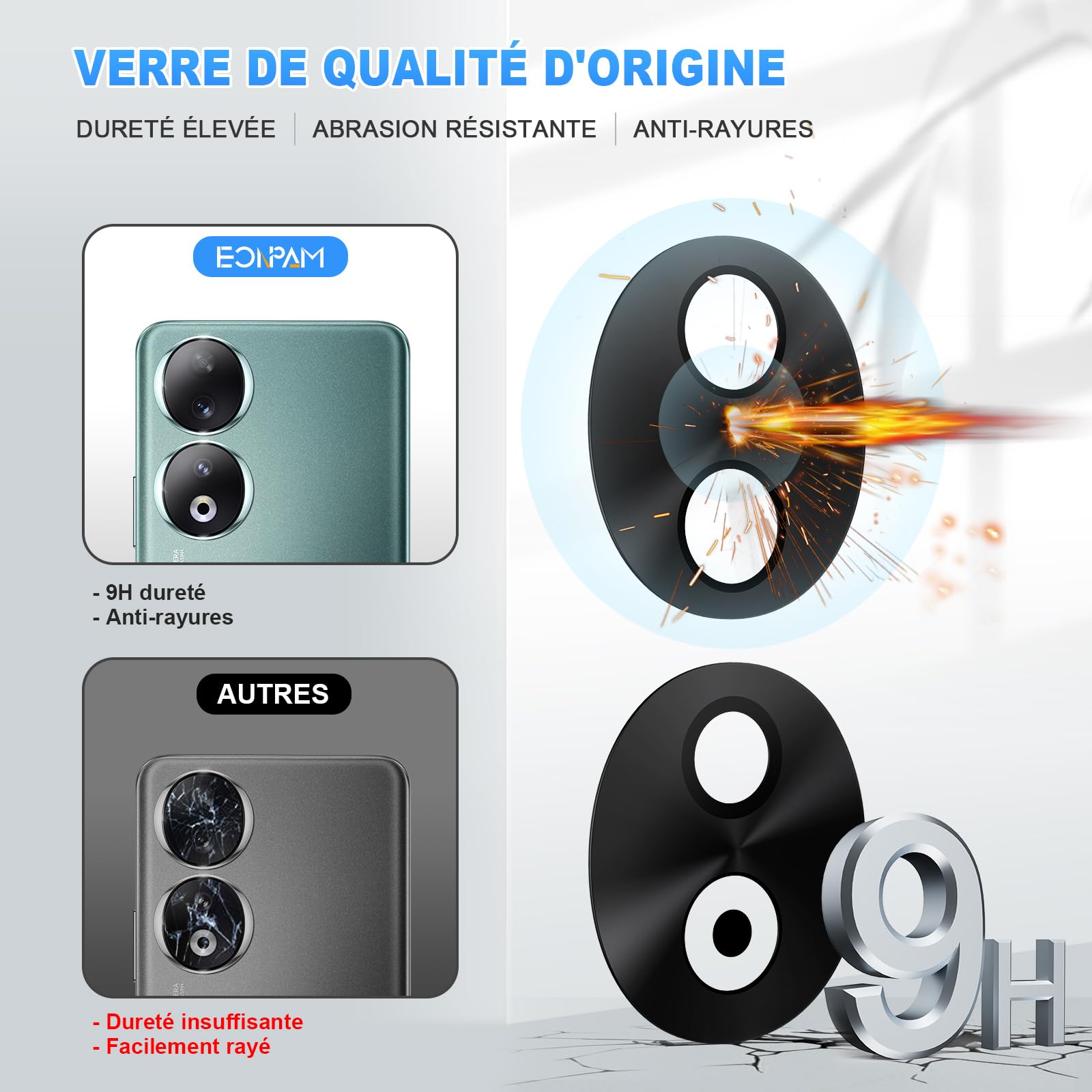 Vitre Arrière Premium Avec Lentille Caméra Pour Honor 90 Lite - Noir - Neuf - Réf P-30023