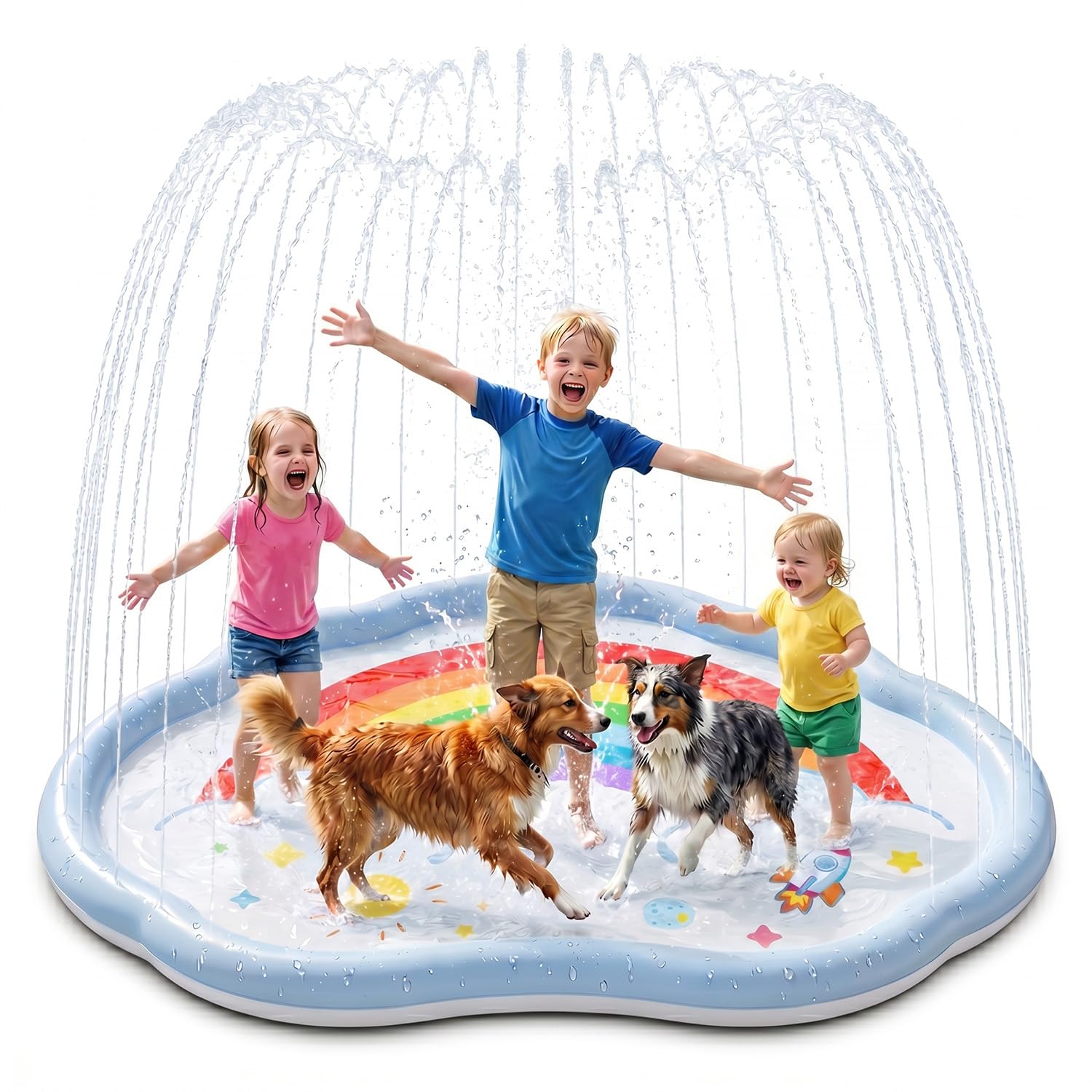 EagleStone Splash Pad for Kids & Pets 200CM Splash Water Play Mat, Large Sprinkler Pad, Garden Outdoor Water Toys, Summer Water Spray Splash Pool for Toddlers, Boys, Girls, Dogs & Backyard Fun