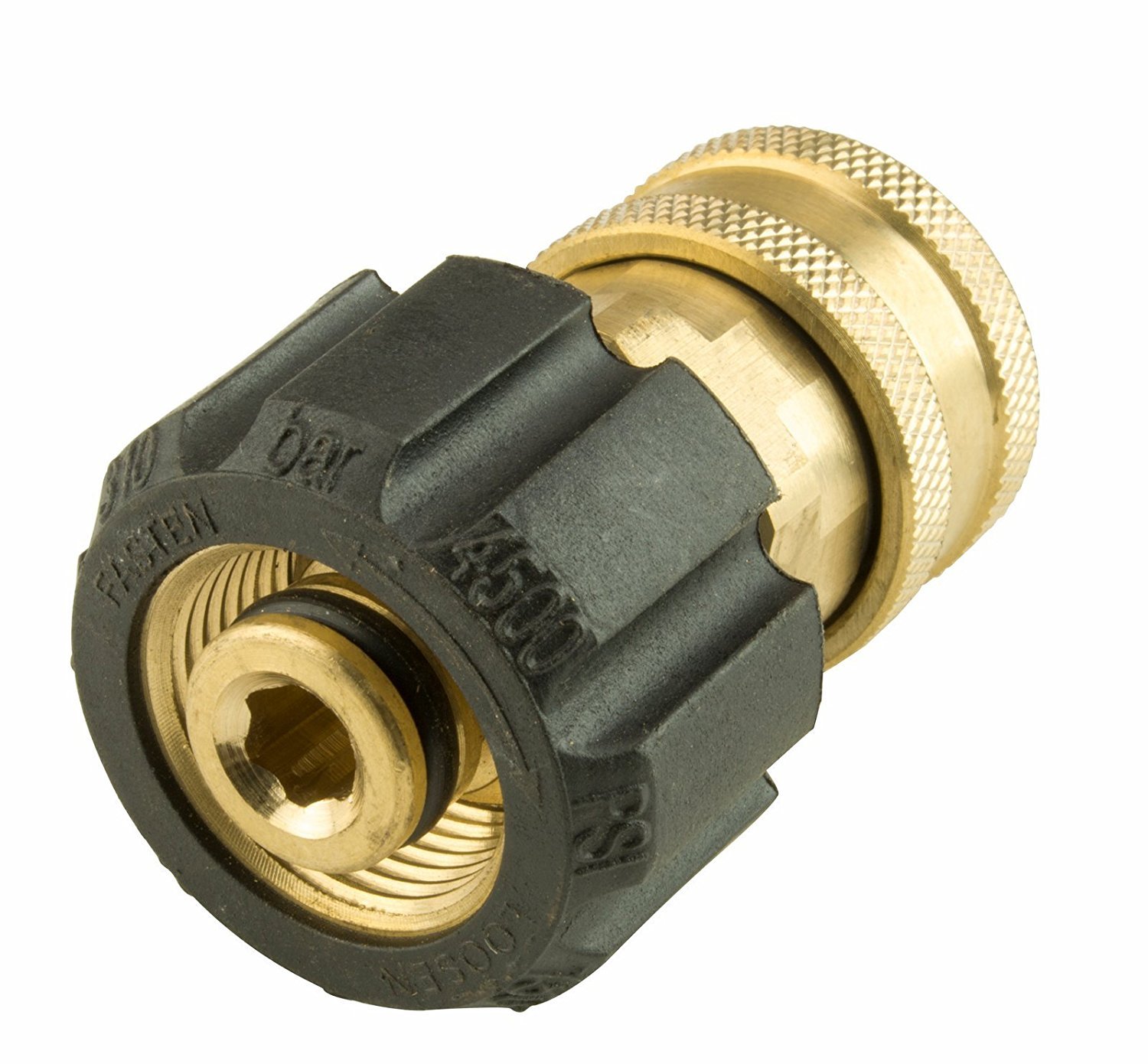 Erie Tools Pressure Washer Twist Connect M22 X 3/8" Quick Disconnect 4500PSI High Pressure Brass Fitting with 300°F Max Temp