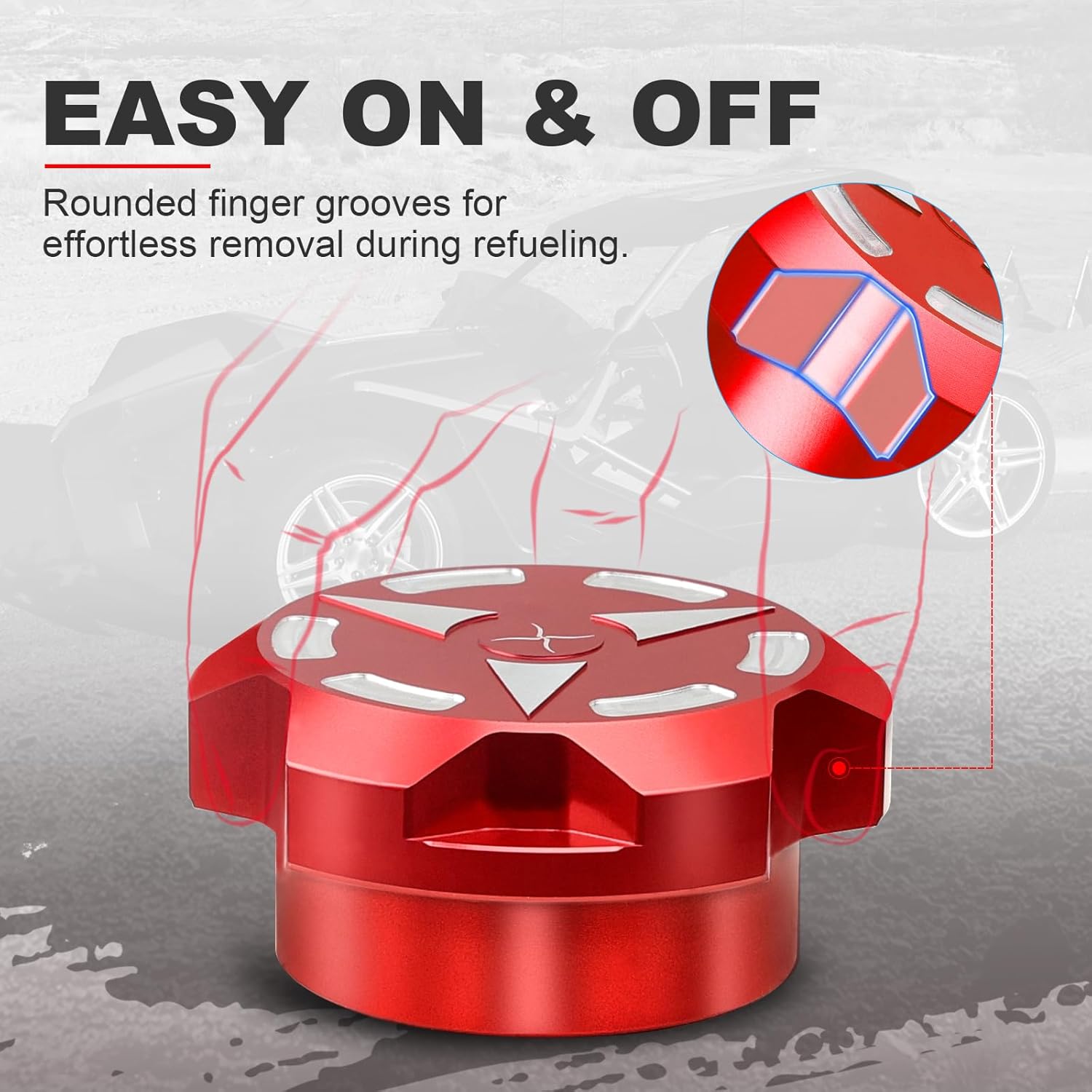 Gas Fuel Cap Compatible with 2015-2023 Polaris Slingshot LE SL S R SLR Grand Touring, Aluminum Oil Cap Replacement for 2521278（RED）