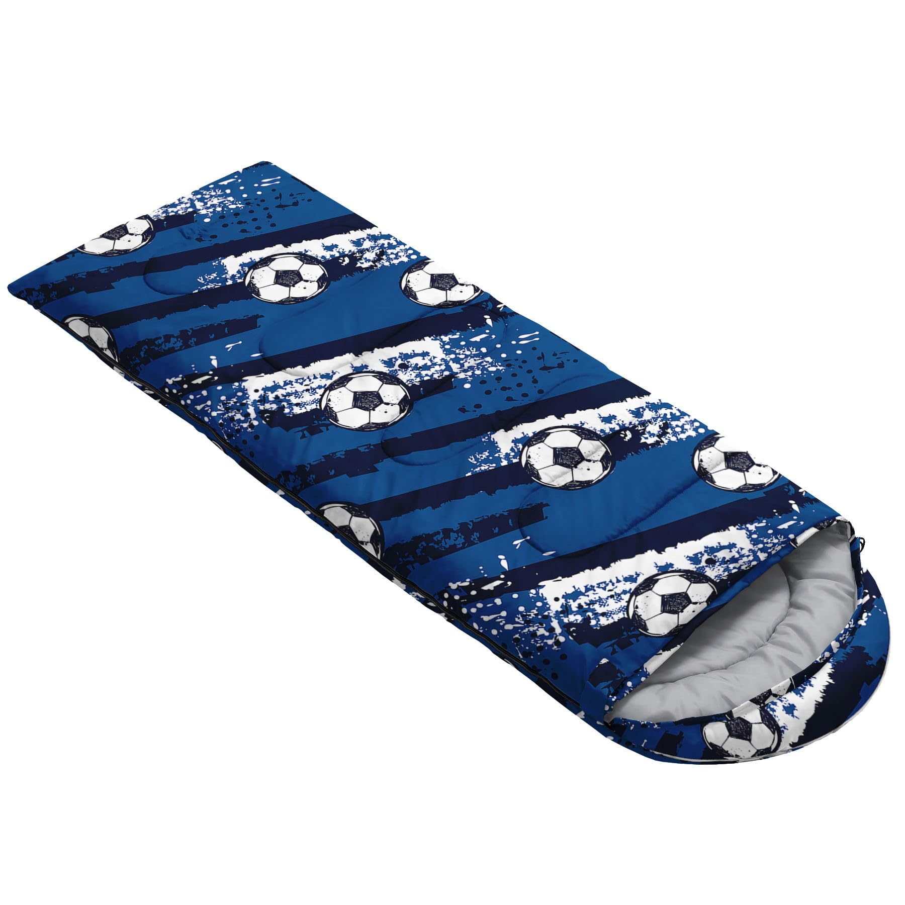 HOSIMA Sleeping Bags for Boys Kids,Blue Football Printed Lightweight Warm Portable Outdoor Indoor Waterproof Cold Resistant Sleeping Bag for Camping Hiking (Football12) - Image 2