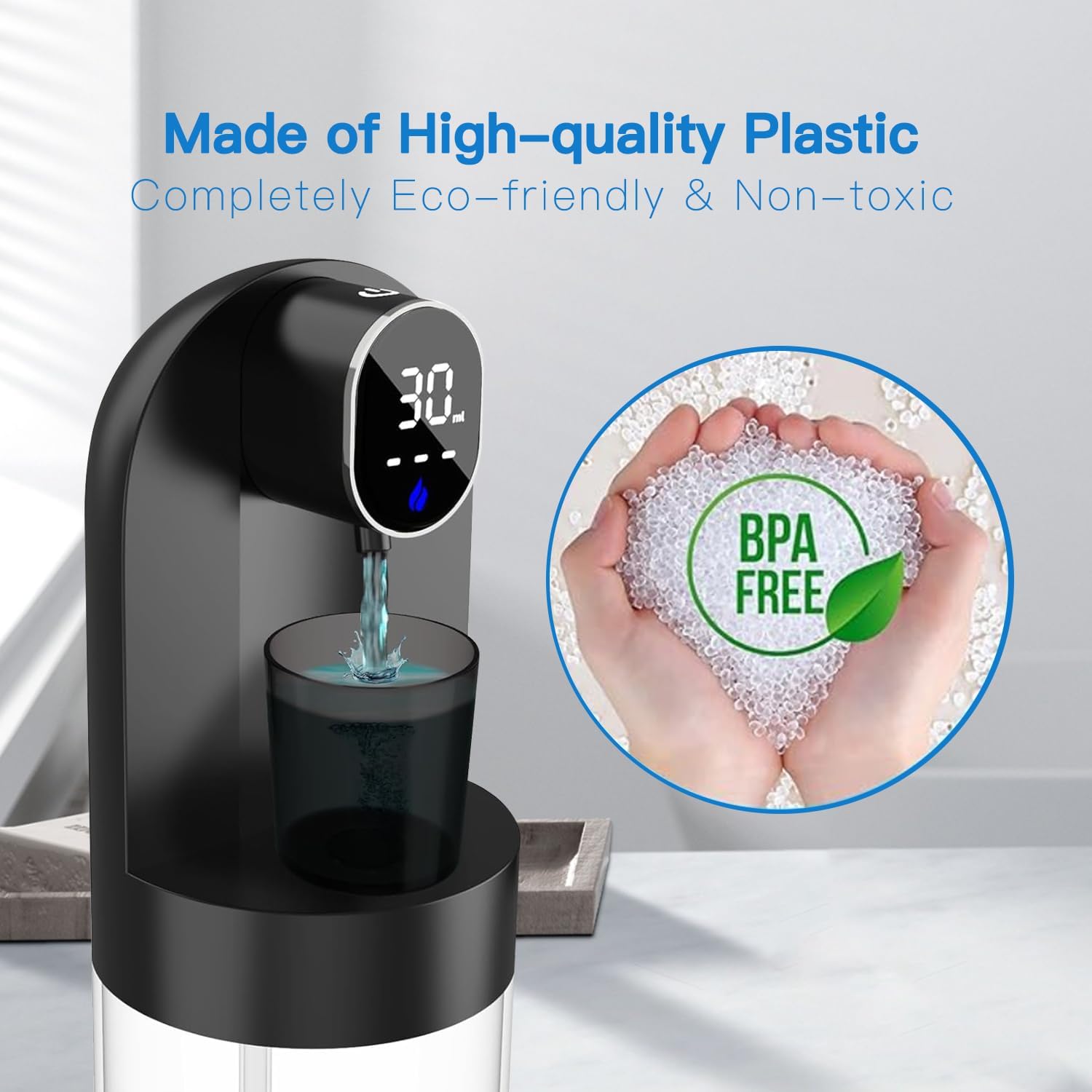 Upgraded Automatic Mouthwash Dispenser for Bathroom, 21.12 oz(600 ml) Touchless Smart Mouth Wash Dispenser 2 Magnetic Holder, 4 Dispensing Levels Wall Mounted Mouthwash Dispenser for Kids Adult(Black) - Image 6