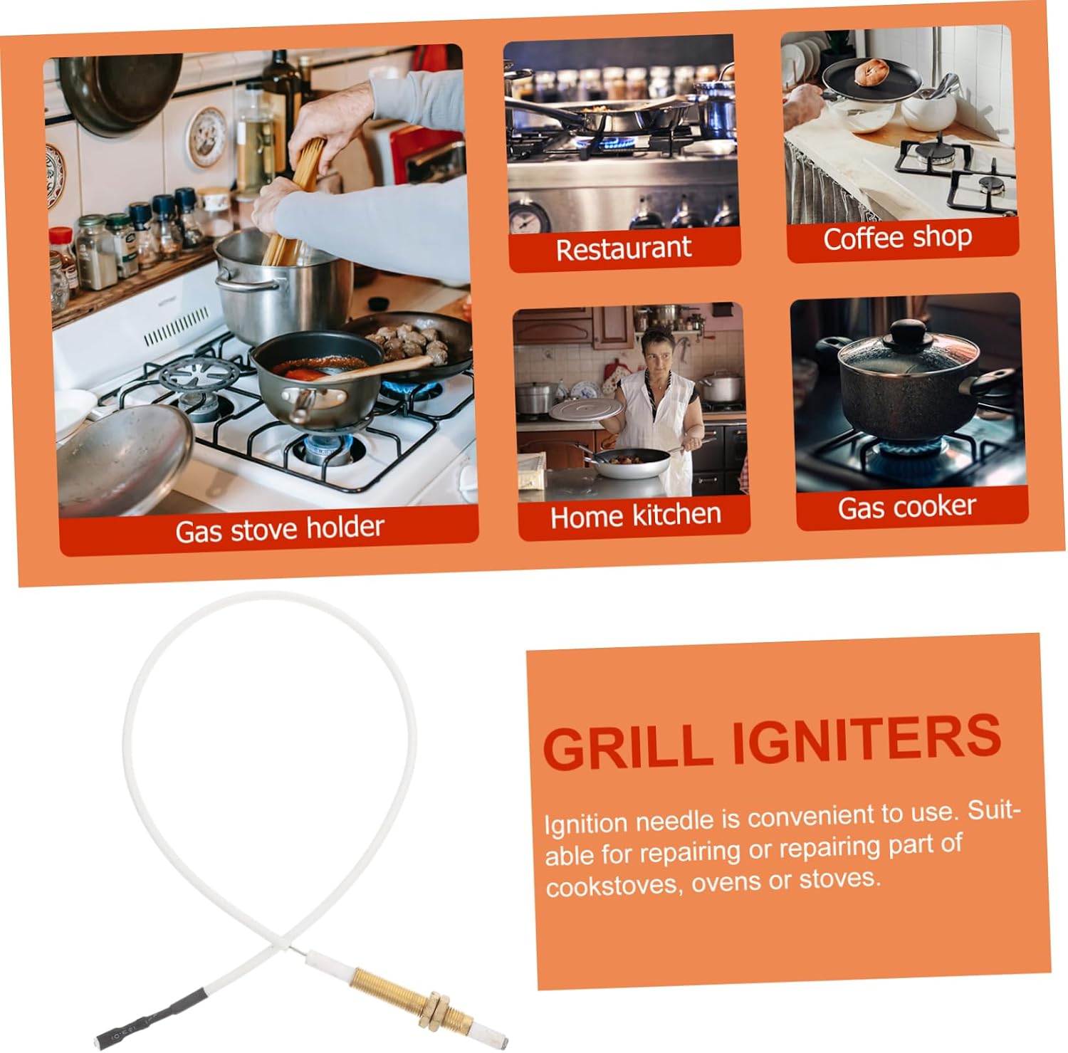 Uonlytech 4Pcs Gas Stove Igniter with Durable Needles for Replacement for Embedded Gas Stoves