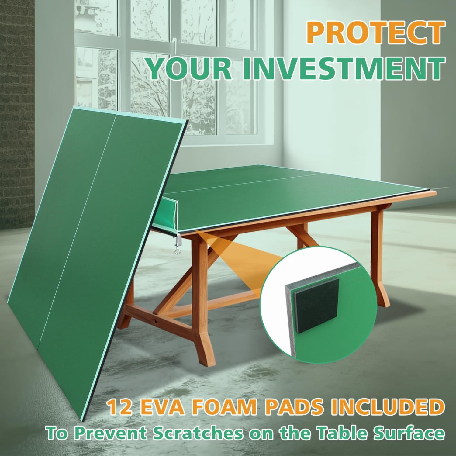 7 4ft Green Mid-Size Ping Pong Conversion Foldable & Portable Table Tennis for Indoor Games Professional Year-Round Fun