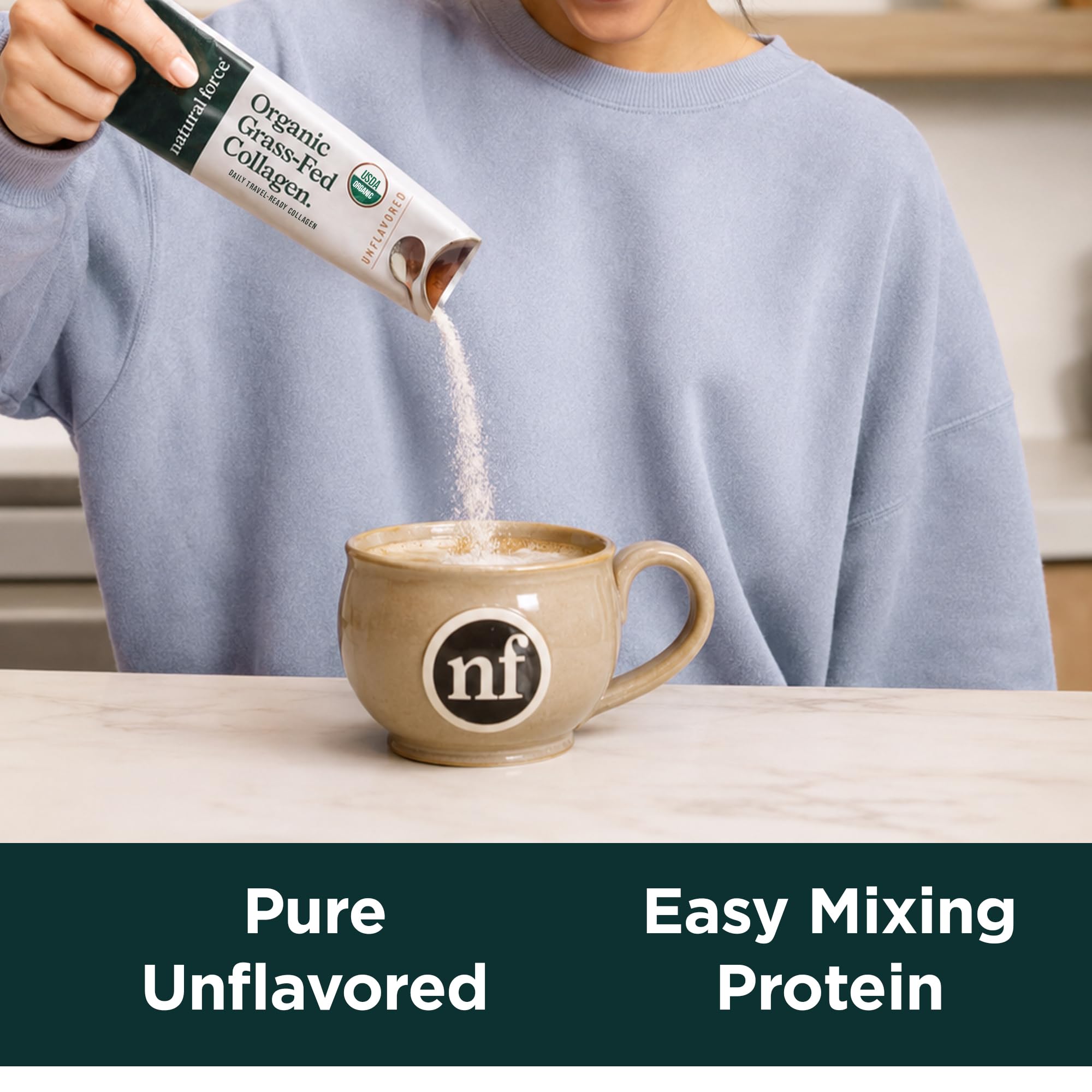 Natural Force Organic Clean Collagen Peptides Powder - USDA Certified Organic & Non-GMO, Keto & Paleo Certified - Hydrolyzed Type I & III Protein Powder with Essential Amino Acids, 15 Packets — Amazon image 6