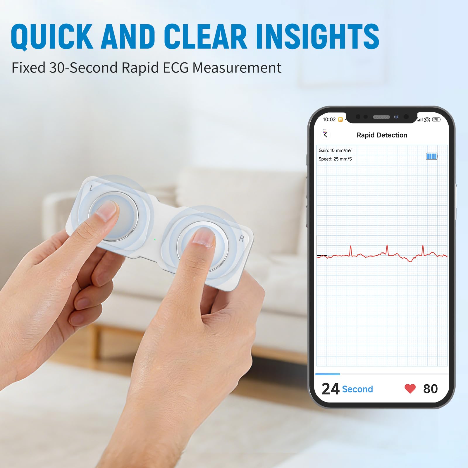 Portable ECG Monitor - Personal Heart Rhythm Tracker, 30-Second Instant Results, Portable Heart Monitor for Home and Travel Use, No Subscription - 3