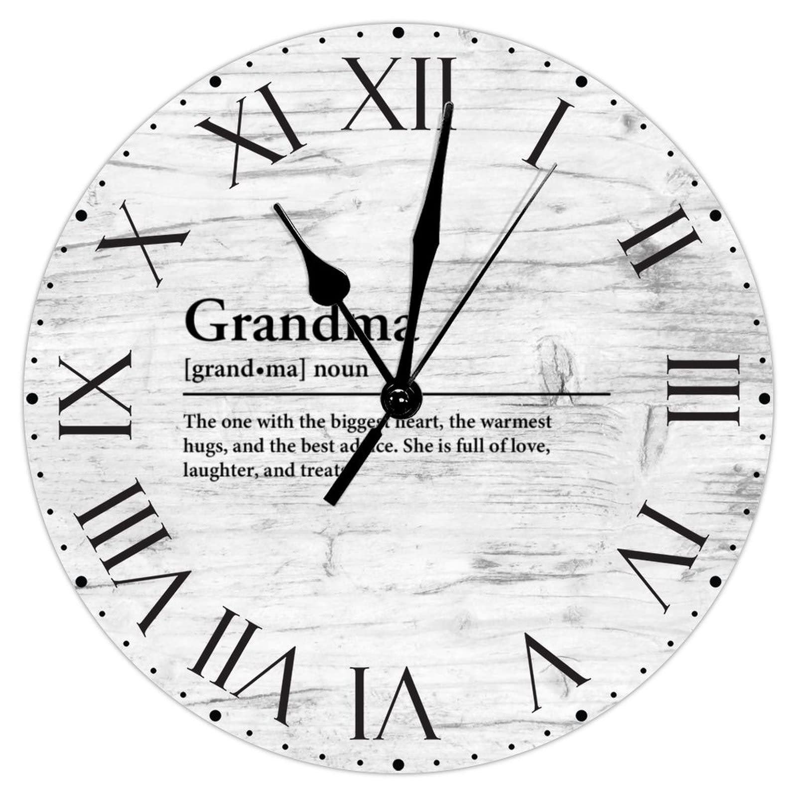 Horloge définition grand-mère en PVC : design dictionnaire unique 30,5 cm pour salon élégant