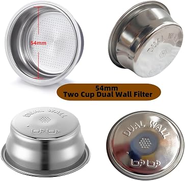 Double Cup Dual Wall coffee Filter Basket compatible with Breville BES870/875/880/878/890/500/BES860XL Coffee Machine Parts handle Filter Basket BES860XL(Double Shot)