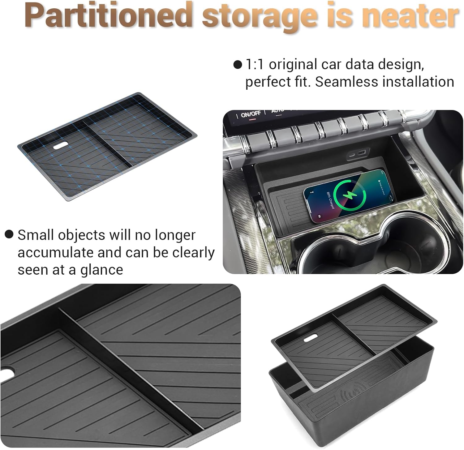 Double-Layer 2026 GMC Yukon Organizer Center Console Organizer for 2025 2026 GMC Yukon (Elevation/AT4) Center Console Tray Middle Console Storage Tray Arm Rest Organizer for 2026 Yukon XL Accessories