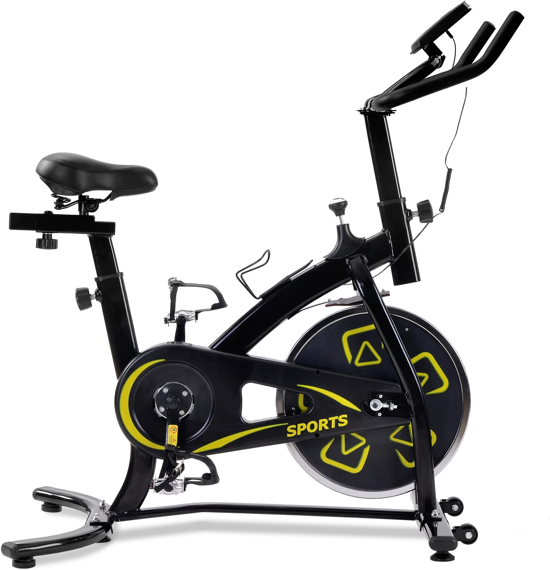 BTM Exercise bike, indoor bike with LCD console, comfortable seat cushion for cardio training, adjustable seat and handlebars