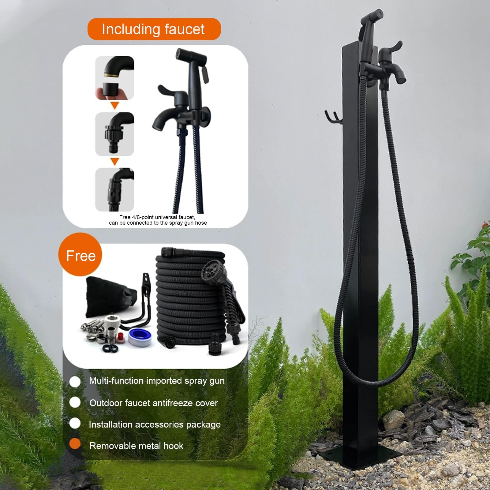 Colonna d'acqua autoportante per esterni - Rubinetto da giardino e fontana da pavimento con idrante per irrigazione efficiente - Arnto