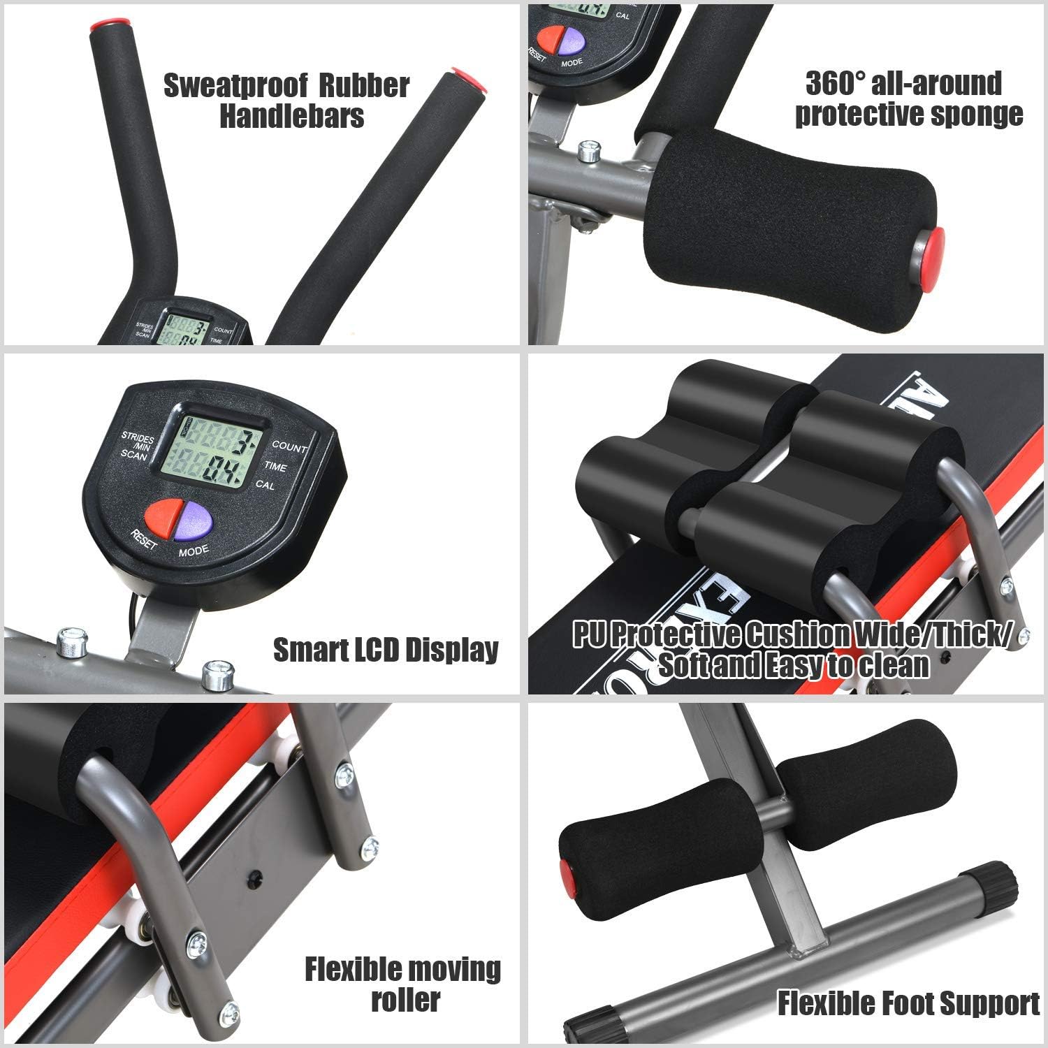 IDEER LIFE Abdominal Workout Machine, Core Abdominal Trainers, Adjustable Sit Up Exercise Equipment, Full Body Workout Bench for Home Gym Strength Training Abdominal Cruncher Ab Trainer
