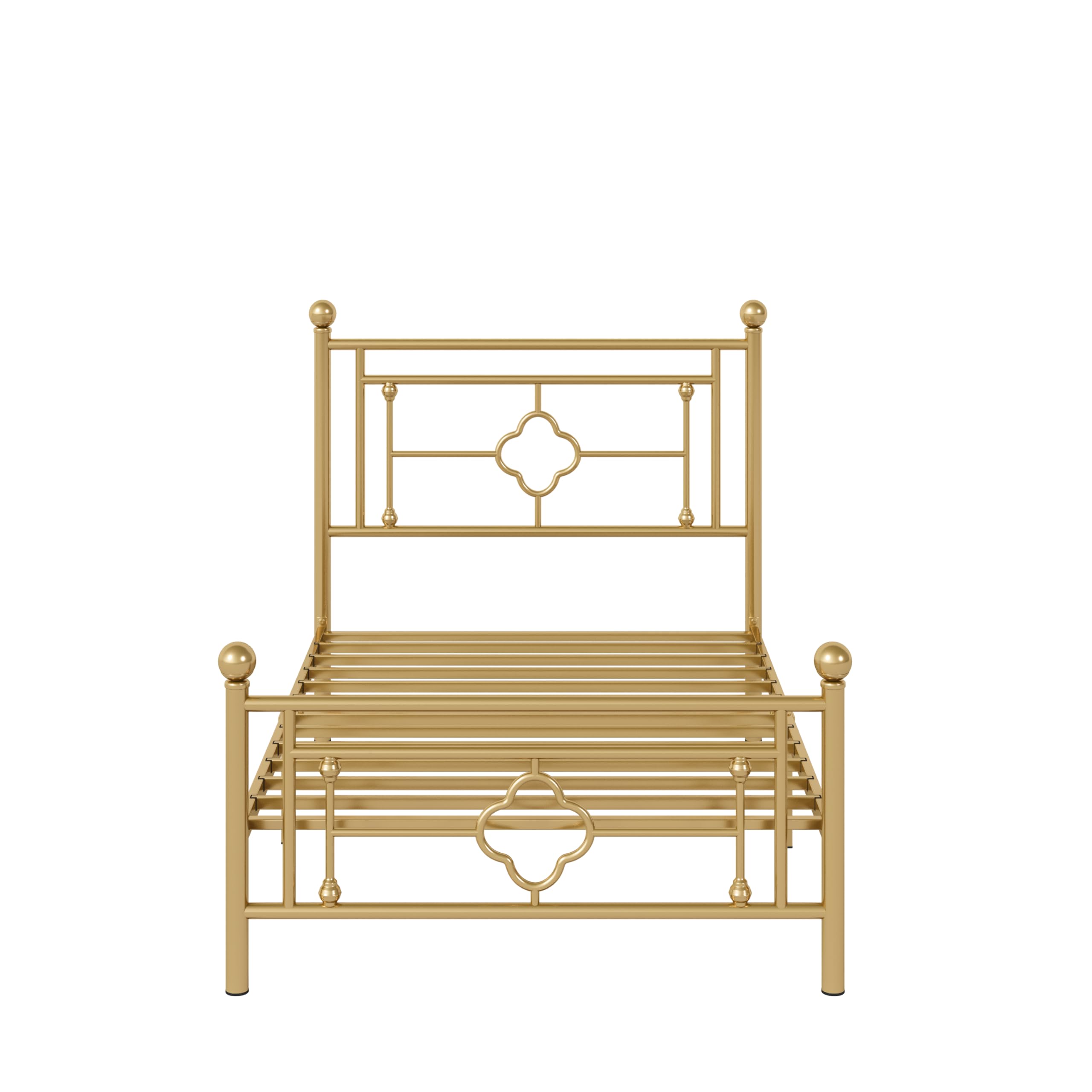 MUTICOR Struttura Letto in Metallo 90x200 cm, Letto Moderno per Camera da Letto o Stanza degli Ospiti con Testiera e Doghe, Silenzioso, Facile da Montare, con Spazio di Stoccaggio, Oro