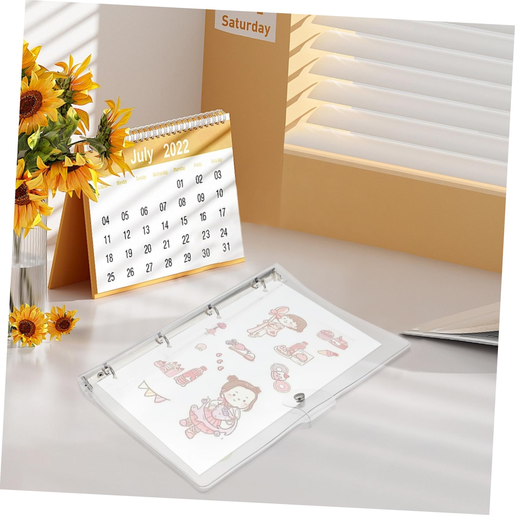 Classeur à Cahier Transparent A4 en Plastique, Coque Souple à Pression