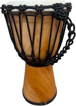 Terre Djembe Handmade Drum 16" Tall 7.5-8.5" Head Mahogany Wood Goat Skin | Handmade drum with natural materials; warm, resonant sound for beginners, performers, and percussion practice.