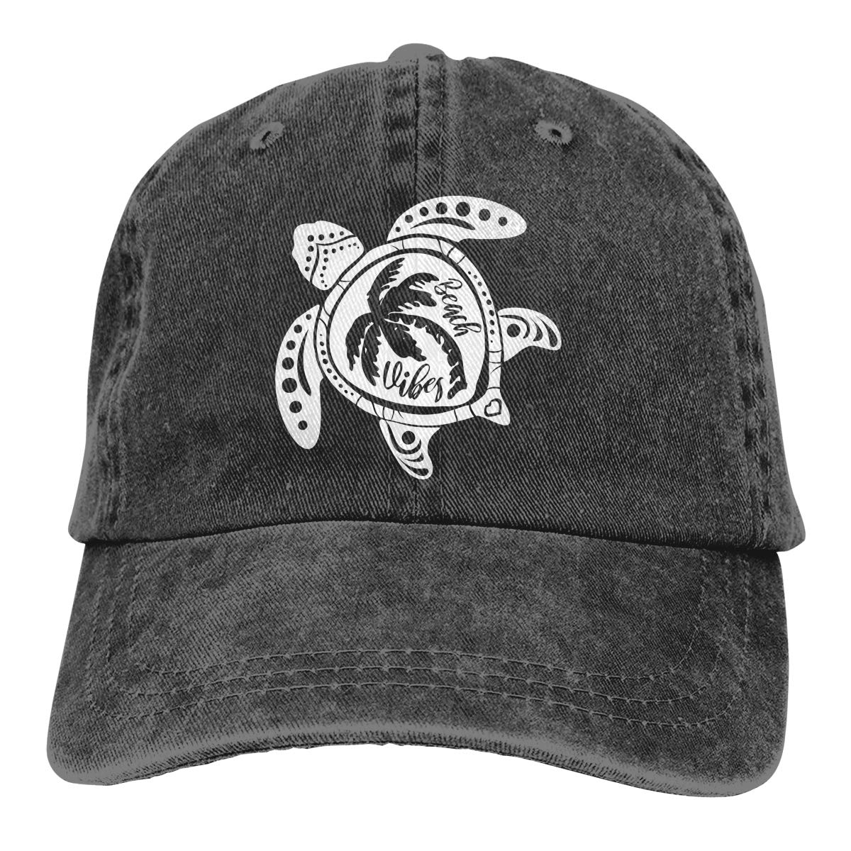 LOKIDVECute Sea Turtle Baseball Cap Vintage Beach Vibes Sun Hat for Men Women Black