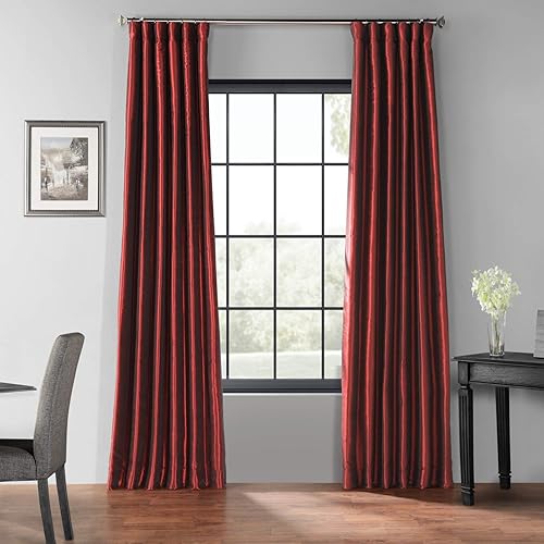 HPD Half Price Drapes Cortinas opacas de seda sintética de 108 pulgadas de largo para dormitorio y sala de estar, cortina opaca con textura vintage